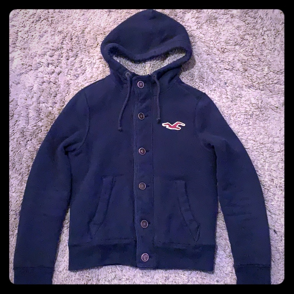 Hollister button up lined fleece hoodie